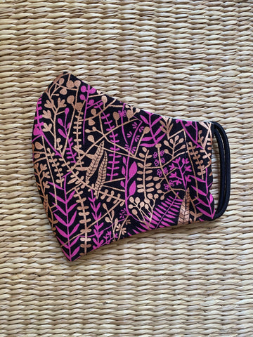 NEW! - Black Metallic Botanical - Adult Cotton Face Mask